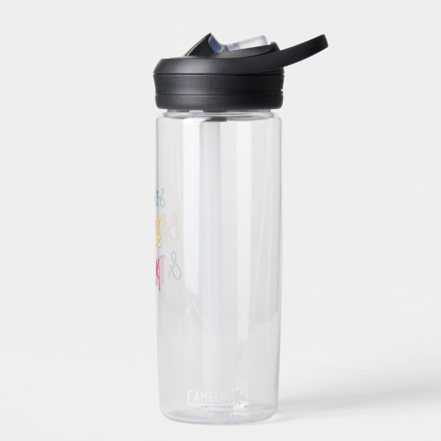 stop breathe and think motivational design  water bottle (Left)