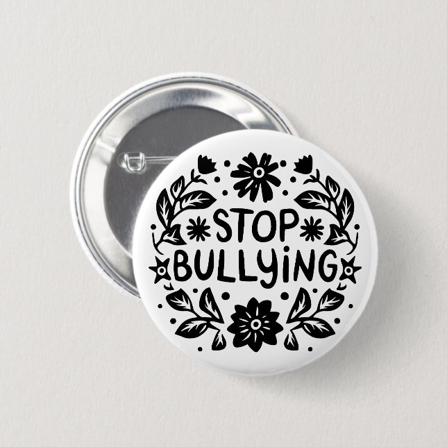 Stop bullying anti against bully 6 cm round badge (Front & Back)