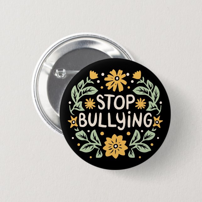 Stop bullying harassment prevention awareness 6 cm round badge (Front & Back)