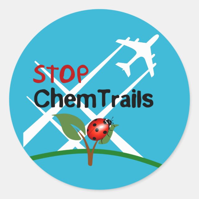 Stop Chemtrails Lady Bug Ecocide Classic Round Sticker (Front)