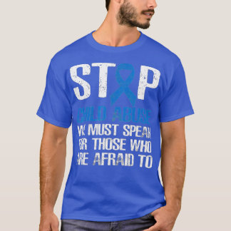 Stop Child Abuse Prevention Month Blue Ribbon Awar T-Shirt