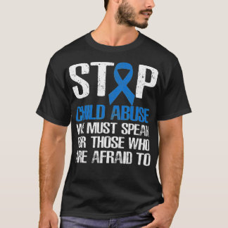 Stop Child Abuse Prevention Month Blue Ribbon Awar T-Shirt