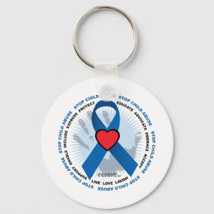 Stop Child Abuse Ribbon Key Ring