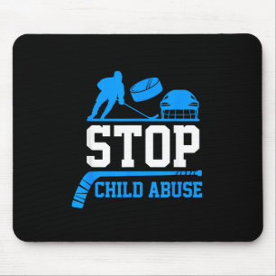 Stop Child Awareness Shirt Blue Ribbon Hockey Mouse Pad