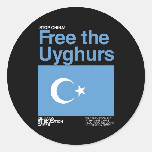 Stop China Free The Uyghurs Classic Round Sticker (Front)