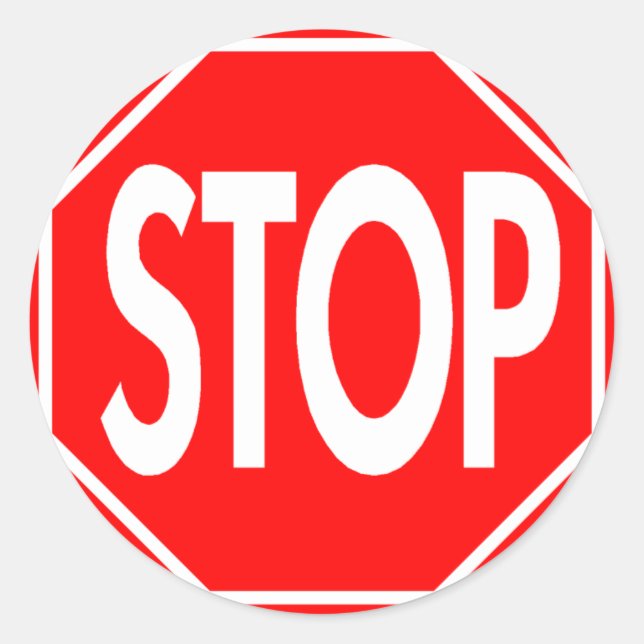 Stop Classic Round Sticker (Front)