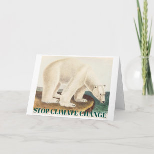 Stop Climate Change Endangered Arctic Polar Bear Card