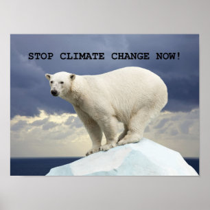 STOP CLIMATE CHANGE NOW! Polar Bear Poster