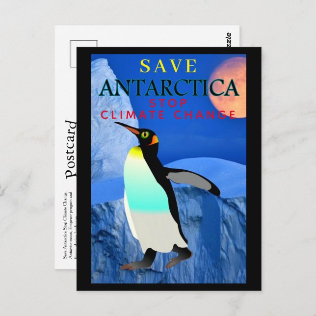 Stop Climate Change Warming Antarctica Penguin Postcard (Front/Back)