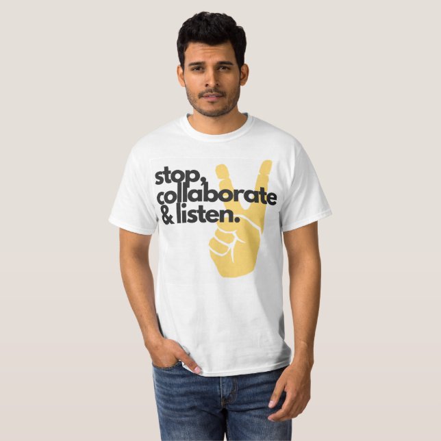Stop, Collaborate & Listen Basic T-Shirt (Front Full)
