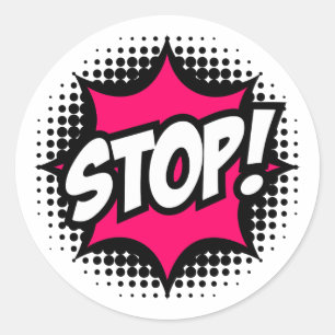 STOP! Comic Book Style Classic Round Sticker