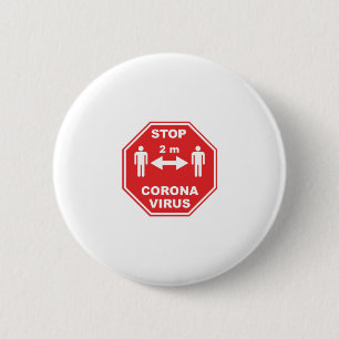 Stop Corona Virus - Please keep your Distance 6 Cm Round Badge
