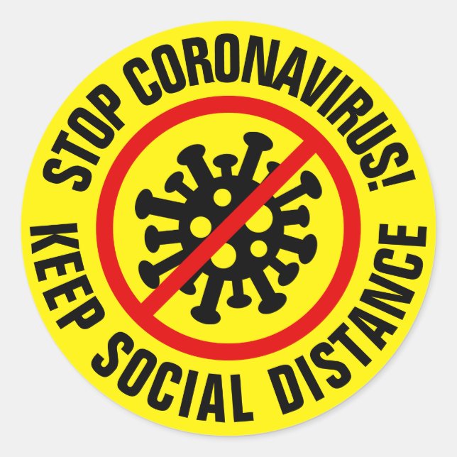 Stop CoronaVirus Logo Custom Social Distancing Classic Round Sticker (Front)