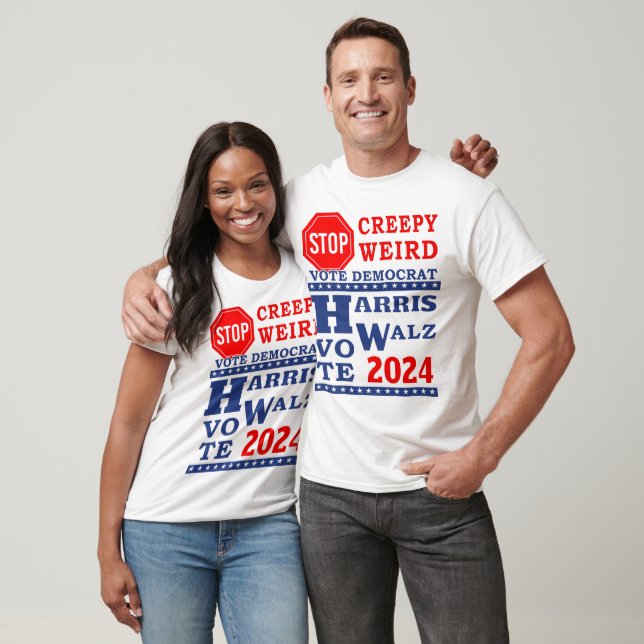 Stop Creepy Weird Vote Harris Walz 2024 LT Unisex T-Shirt (Unisex)