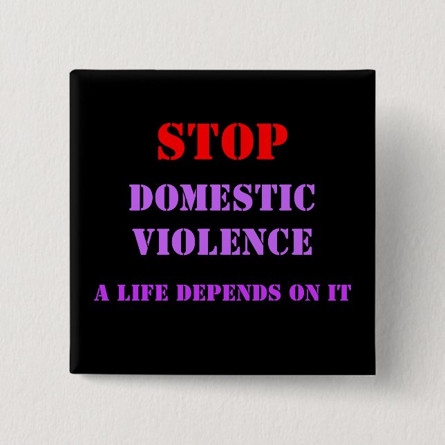 STOP Domestic Violence 15 Cm Square Badge (Front)