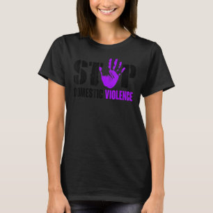 Stop Domestic Violence Awareness Month Purple Ribb T-Shirt