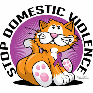 Stop Domestic Violence Cat Standing Photo Sculpture
