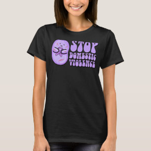 Stop domestic violence purple ribbon cute bean T-Shirt