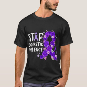 Stop Domestic Violence, purple roses in ribbon loo T-Shirt
