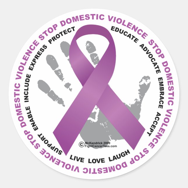 Stop Domestic Violence Ribbon Classic Round Sticker (Front)
