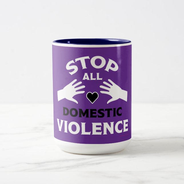 Stop Domestic Violence Two-Tone Coffee Mug (Center)