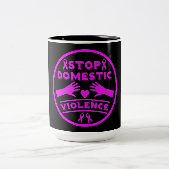 Stop Domestic Violence Two-Tone Coffee Mug (Center)