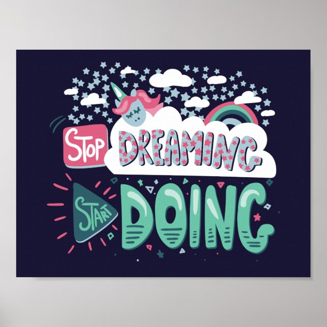 Stop Dreaming, Start Doing Dark Blue Poster (Front)