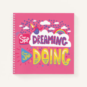 Stop Dreaming, Start Doing Dark Blush-Yellow Notebook