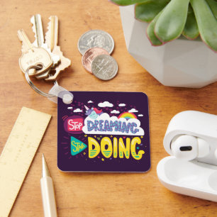 Stop Dreaming, Start Doing Dark Purple Metal Key Ring