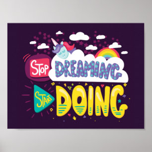 Stop Dreaming, Start Doing Dark Purple Poster