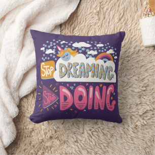 Stop Dreaming, Start Doing Indigo Cushion