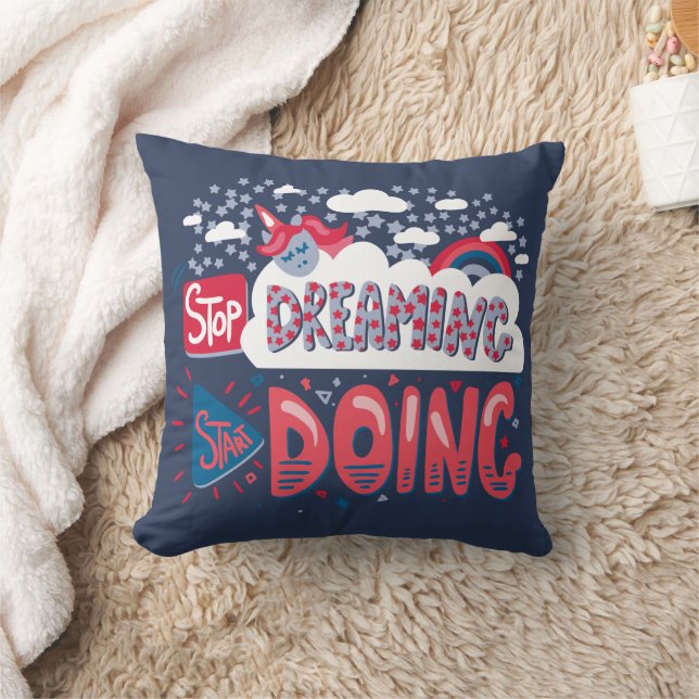 Stop Dreaming, Start Doing Navy Blue Cushion (Blanket)