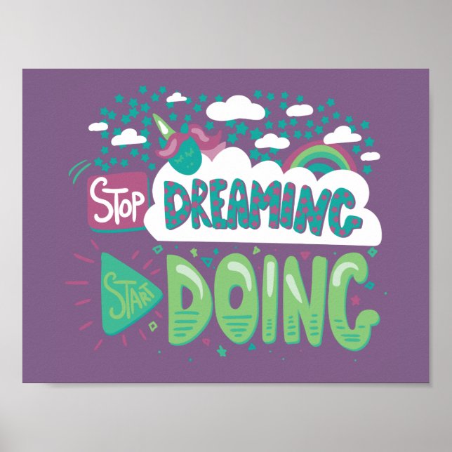 Stop Dreaming, Start Doing Pale Lavender Poster (Front)