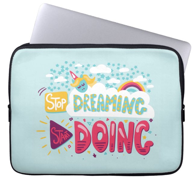 Stop Dreaming, Start Doing Pale Turquoise Laptop Sleeve (Front)