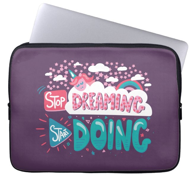 Stop Dreaming, Start Doing Purple Laptop Sleeve (Front)