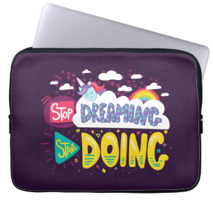 Stop Dreaming, Start Doing Purple-Yellow Laptop Sleeve