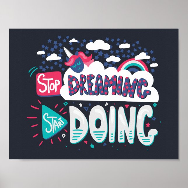 Stop Dreaming, Start Doing Shadow Black Poster (Front)