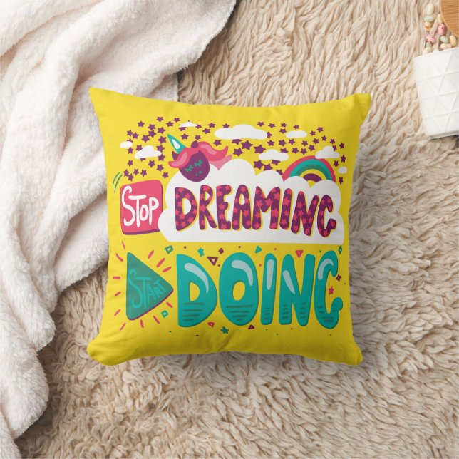 Stop Dreaming, Start Doing Yellow Cushion (Blanket)