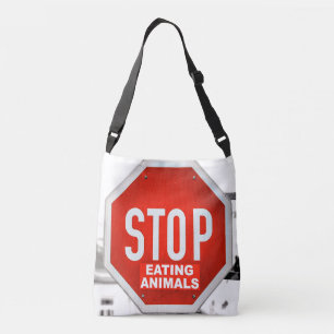 Stop Eating Animals Vegetarian Vegan Crossbody Bag