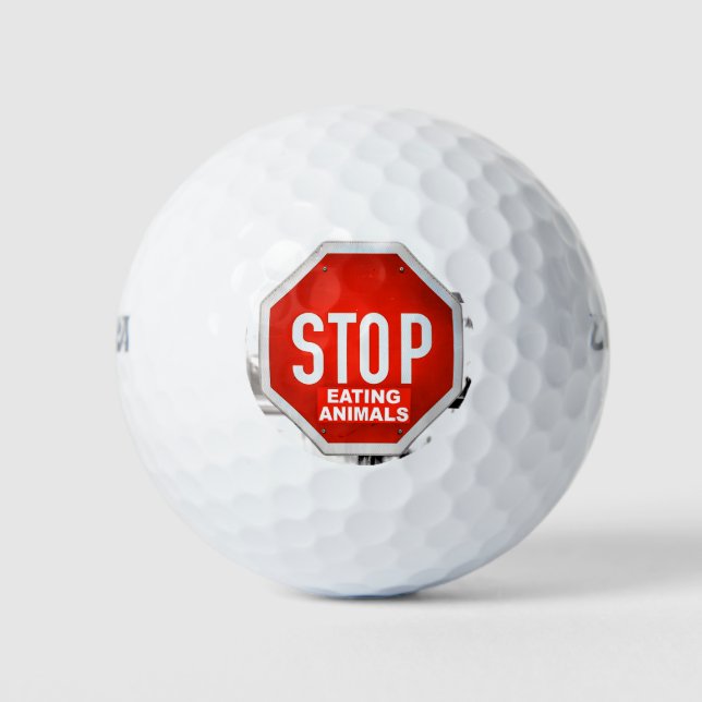 Stop Eating Animals Vegetarian Vegan Golf Balls (Front)