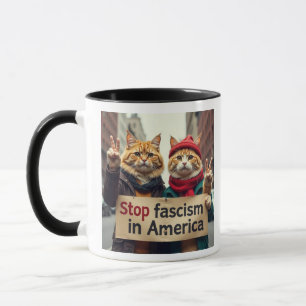 Stop Fascism Cat  Resistance Movement Mug