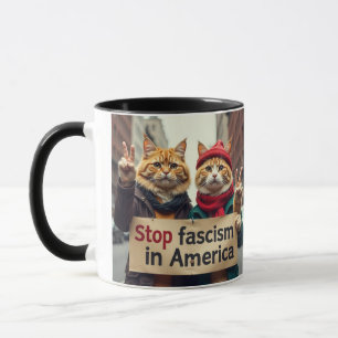 Stop Fascism Cat Resistance Movement Mug