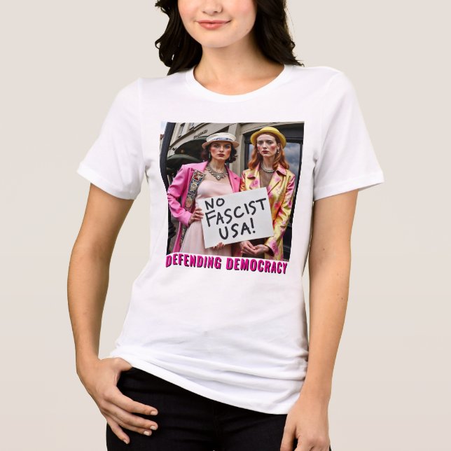  Stop Fascism Defend Democracy  Tri-Blend Shirt (Front)