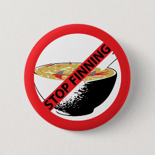 STOP FINNING SHARKS 6 CM ROUND BADGE