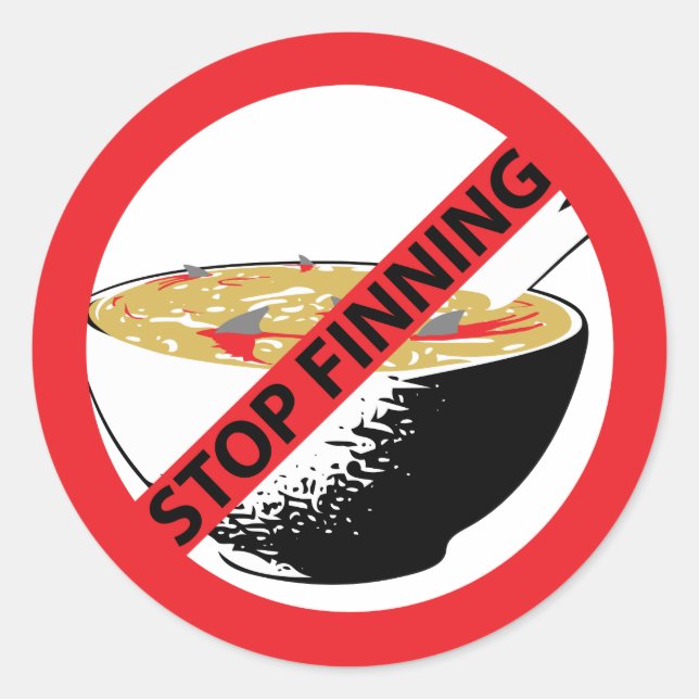 STOP FINNING SHARKS CLASSIC ROUND STICKER (Front)
