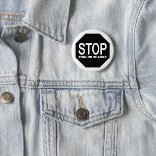 Stop Finning Sharks Sign 6 Cm Round Badge