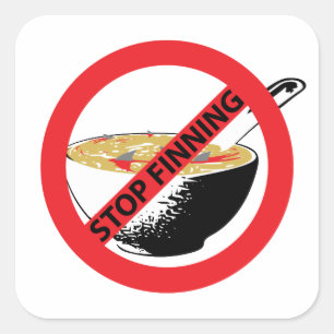 STOP FINNING SHARKS SQUARE STICKER