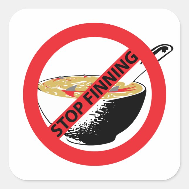 STOP FINNING SHARKS SQUARE STICKER (Front)