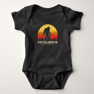 Stop Following Me   Bigfoot Retro Design Baby Bodysuit