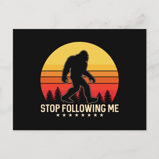 Stop Following Me | Bigfoot Retro Design Postcard (Front)